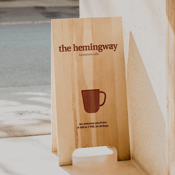 bookstore cafe signage