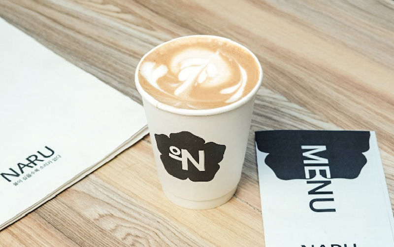 korean cafe branding cup design