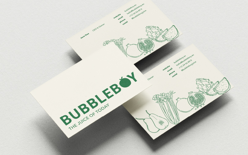 juice bar business cards design